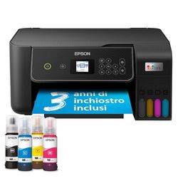 Epson EcoTank ET-2870 Stampante Multifunzione 3-in-1 A4, Serbatoi Ricaricabili Alta Capacità, 4 Flaconi Inclusi pari a 3600pag B/N 6500pag Colore, Display LCD USB Wi-Fi/Direct Fronte/retro, Nero