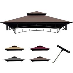 CoastShade Auvent de Rechange à Double étage pour Barbecue - 2,4 x 1,5 m - Marron