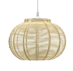 LUSSIOL Candeeiro Korba, candeeiro suspenso de vime, 60 W, natural, diâmetro 30 x altura 23 cm