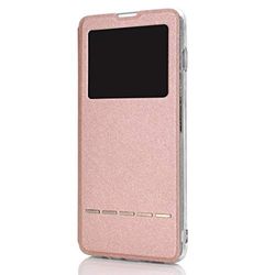 Carcasa de telefono Golden Beach Ventana con Soporte Funda for teléfono móvil Contestador con botón Deslizante Inteligente for Galaxy A70 (Dorado) (Color : Rose Gold)