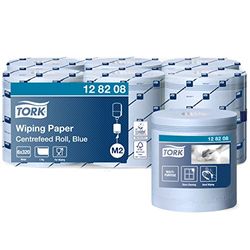 Tork 128208 Carta per asciugatura Advanced, compatibile con il sistema M2 (ad estrazione centrale), 1 velo, 1 x 6 rotoli (6 x 320 m), blu