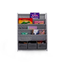 Humble Crew Bibliothèque et étagère de Rangement pour Enfants à 4 Niveaux, bibliothèque pour Enfants, étagère pour Livres, Blanc/Gris
