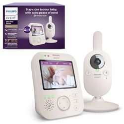 Philips Avent Premium Video Baby Monitor con telecamera e audio, colore bianco, display da 3,5", zoom x4, funzione di comunicazione a 2 vie, ninne nanne e rilevazione temperatura (modello SCD891/26)