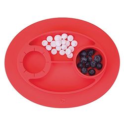 iDesign iDesign IDjr Kid's Placemat, Silicone Divided Dinner Plate with Cup Holder, Cherry Red, 29.8 cm x 23.5 cm x 5.3 cm