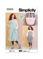 SIMPLICITY SS9805A Misses' Pinafore Aprons and Tote in One Size by Elaine Heigl Designs A (XS-S-M-L-XL)