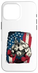 Camicie da uomo con bandiera americana e cane da boxe Custodia per iPhone 16 Pro Max