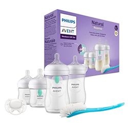 Philips Avent Set de regalo para recién nacidos: 4 biberones con sistema AirFree, chupete ultra soft y escobilla, de 0-12 meses (modelo SCD657/11)