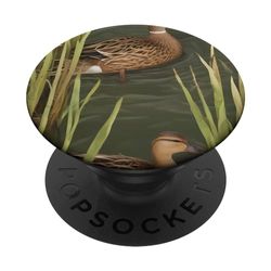 Beautiful Pattern Of Duck With Water Reed PopSockets Swappable PopGrip