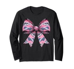 Coquette Bow Stingray Manta Ray Patrón Chica Mamá Rosa Manga Larga
