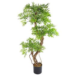 Hoja 140 cm Realista Artificial japonés Fruticosa Ficus árbol, Verde y Negro