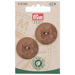 Prym 318982 - Botón de cáñamo reciclado (2 orificios, 28 mm), color marrón claro