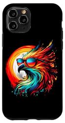 Custodia per iPhone 11 Pro Cool Tie Dye Phoenix Occhiali Da Sole Uccello Illustrazione Art