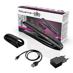 Rowenta SF1312 Touch-Up & Go, Piastra Cordless, Power Bank per Ricaricare il Cellulare, Colore Nero e Rosa, Design Ultra-Compatto, Batteria al Litio ad Alte Prestazioni