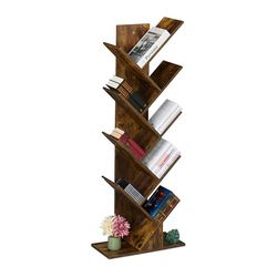 Relaxdays Petite bibliothèque prenant la Forme d'un Arbre, 9 Branches, H x L x P : 128 x 51 x 25 cm, Marron