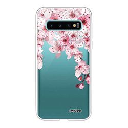 Evetane Funda Compatible con Samsung Galaxy S10 Plus 360 Cubierta Completa Frontal Trasera Resistente protección Delgada Transparente Flor de Cerezo diseño de Moda