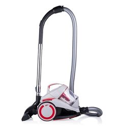 Dirt Devil Aspirateur sans Sac - DD2502 - 700W - Filtre HEPA 12 - Portée de 9M - avec Brosse Combinée, Brosse Encastrée et Brosse à Parquet - 4,5KG - Bac à Poussière 1,8L - Gris/Rouge