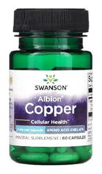 Swanson - Albion® COPPER 2 mg | Cobre Quelado | Alta Biodisponibilidad para el Sistema Inmunológico y Salud Ósea - 60 Cápsulas