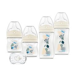 DODIE Zestaw 4 butelek dla niemowląt, antykolkowa, wielokolorowa smoczek (2x150 ml i 2x270mL), smoczek dla dzieci, niebieski