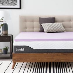 LUCID Cubrecolchón de Espuma viscoelástica con infusión de Lavanda de 2 Pulgadas, diseño ventilado, tamaño King