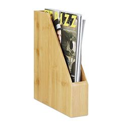 Relaxdays 10022769_800 Portes-revues Bambou A4, Beau Grain Naturel, Rangement papiers, journaux, Lettres, Nature