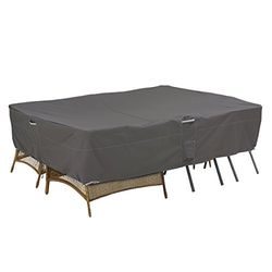 Classic Accessories Ravenna Multifunctionele tuinmeubelhoes, scheurbestendig materiaal met ventilatieopeningen, bescherming tegen alle weersomstandigheden, donkere taupe/paddenstoel/espresso (254 x 178 x 76 cm, large)