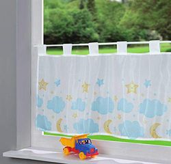 Gardinenbox Scheibengardine Voile »ULM« Frangivista Trasparente con Motivo Floreale Stampato, 100% Poliestere, Luna e Stelle, HxB 43x100 cm