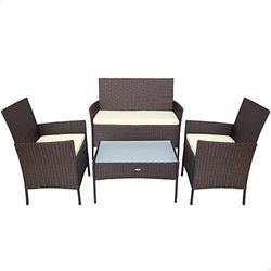 Aktive 61069 Mobili da Giardino Rattan 2 poltrone + 1 Divano + 1 Tavolo, Medio