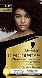 Schwarzkopf Oleo Intense Permanent Oil Colour 3-22 Deep Bordeaux Hair Dye, 100% Grey Coverage, Conditioner with HaptIQ System, Long-Lasting Colour, Ammonia Free Hair Dye
