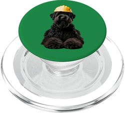 Casco de perro terrier ruso negro amarillo casco de trabajo PopSockets PopGrip para MagSafe