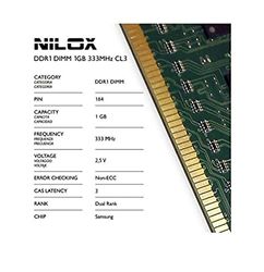 Nilox Memoria RAM DDR1 DIMM de 1 GB (333 MHz, CL3, Verde