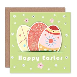 Wee Blue Coo HAPPY EASTER PAINTED EGGS BLANK GREETINGS CARD ART