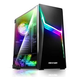 SPIRIT OF GAMER - Clone 4 - Caja PC Gaming RGB con Pared Transparente De Vidrio Templado - CREA Tu Propia Torre PC Gamer - Torre Compatible con ATX/MATX/ITX - 2 Ventiladores de 120 mm incluidos