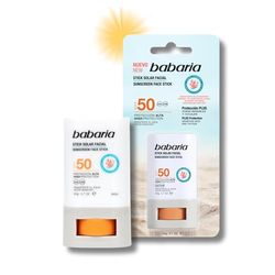 Babaria - Stick Solar Facial 50 | Protección Alta Con Aloe Y Manteca De Karité | Coral Friendly Y Biodegradable | Resistente Al Agua Y Al Sudor | Vegano | Stick Solar Niños, 20g
