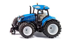 siku 3291, New Holland T7.315 HD, speelgoedtractor, 1:32, metaal/kunststof, blauw, incl. frontgewicht, motorkap kan worden geopend, met trekhaak