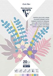 Clairefontaine - Ref 97145C - Coloured Grained Paper (Pack of 20 Sheets) - A4 (210 x 297mm) in Size, 210gsm Paper, Acid Free - Assorted Pastel Colours
