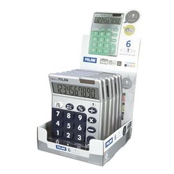 Display 6 calculadoras 10 dígitos zilverkleurige surtidos.