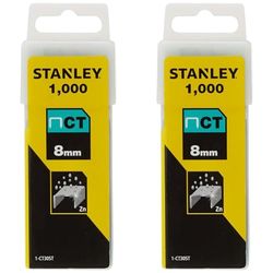 Stanley 1-CT305T 8mm Flat Narrow Crown Staples (1000 Pieces) (Pack of 2)