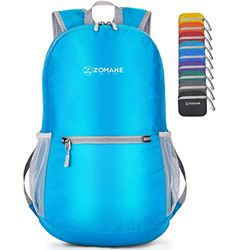 ZOMAKE Mochila Plegable Ultraligera - Mochilas de Senderismo Pequeña Mochila Con Resistencia Al Agua 20L Para Hombre Mujer Viaje Trekking Deporte(Azul claro)