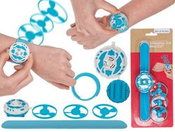 Bracelet gyroscope bleu, environ 21,5 cm, sur carte blister