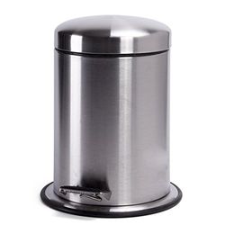 MSV Papelera 100% INOX 5L, Acero Inoxidable, Gris Metalizado, 2 cm