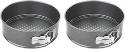 Chef Aid Non-Stick Spring Form Cake Tin, Round Cake pan with Loose Base for Easy Release, Fridge and Freezer Safe. Grey, 19cm, 7.5 inch (Pack of 2)