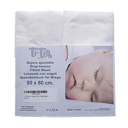Hoeslaken, 100% katoen, wit, 50 x 80 cm, voor babyzitje, matras, wieg of kinderbed, ademend en zacht, onderhoudsvriendelijk, geschikt voor de droger
