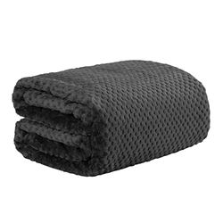 Dreamscene Lyxig våffla popcorn mink mjuk varm filt över bäddsoffa – 150 x 200 cm – svart