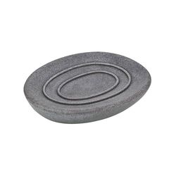 Porte-Savon Solide, Soucoupe Porte-Savon en polyrésine, 12 x 2,2 x 10 cm, Gris