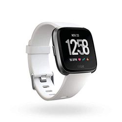 Fitbit Versa hälsa och fitness smartklocka med hjärtfrekvens, musik och simspårning, svart/vit