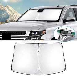 T TGBROS Custom Fit for Windshield Sunshade Chevrolet Tahoe 2015 2016 2017 2018 2019 2020 SUV Window Sun Shade Foldable Sun Shield Upgrade Reflective Polyester Cover Block Heat and Sun