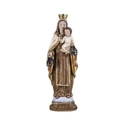 Figura Virgen del Carmen patrona de la Armada Española y de los Marineros de Resina Pintada a Mano Estilo repujada de 31 cm