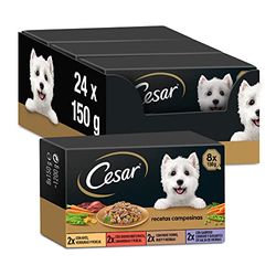 Cesar Multipack vochtige voedselbakken in salsa, keuze uit boerenrecepten (verpakking 3 x 8 tarrin x 150g)