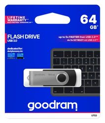 Goodram UTS3 64GB USB 3.1 (3.1 Gen 2) Type-A Black USB flash drive - USB flash drives (64 GB, USB 3.1 (3.1 Gen 2), Type-A, 60 MB/s, Swivel, Black)