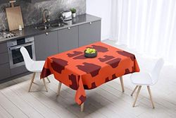 Bonamaison Kitchen Decoration, Tablecloth, Orange Bordeux, 140 x 140 Cm - Designed and Manufactured in Turkey